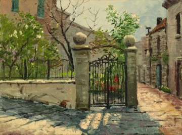 kinkade Painting - Sunlit Garden Robert Girrard Thomas Kinkade